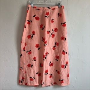 Zara pink Linen floral print skirt Size: L